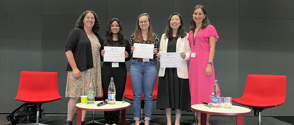 From left to right: Josephine Wolff (Program Chair), Rachiyta Jain (Best Poster Award), Lioba Heimbach (Best Talk Award), Nan Clement (Best Paper Award), Svetlana Abramova (Program Co-Chair)